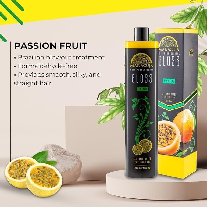 Maracuja Extra Gloss - Passion Fruit Treatment Complex Blowout - Brazilian Keratin - Formaldehyde Free - Hair Straightening. 33.8 fl oz
