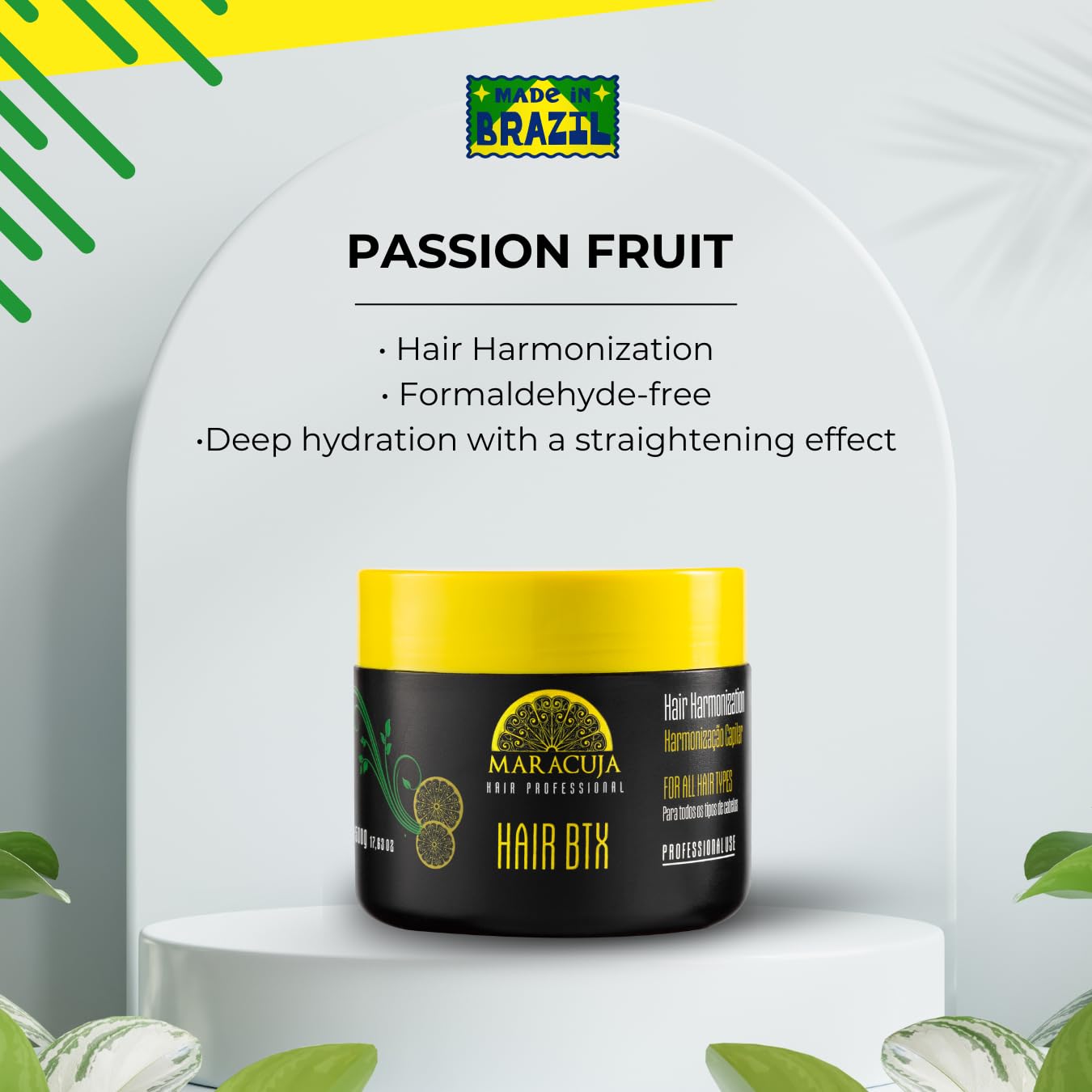 MARACUJA Hair Botox - Passion Fruit Brazilian Botox, Hair Harmonization, Anti-frizz - Intensive Treatment for all hair types, Hair Mask for Damage Repair and Control of Frizz and Volume - 17,63 oz