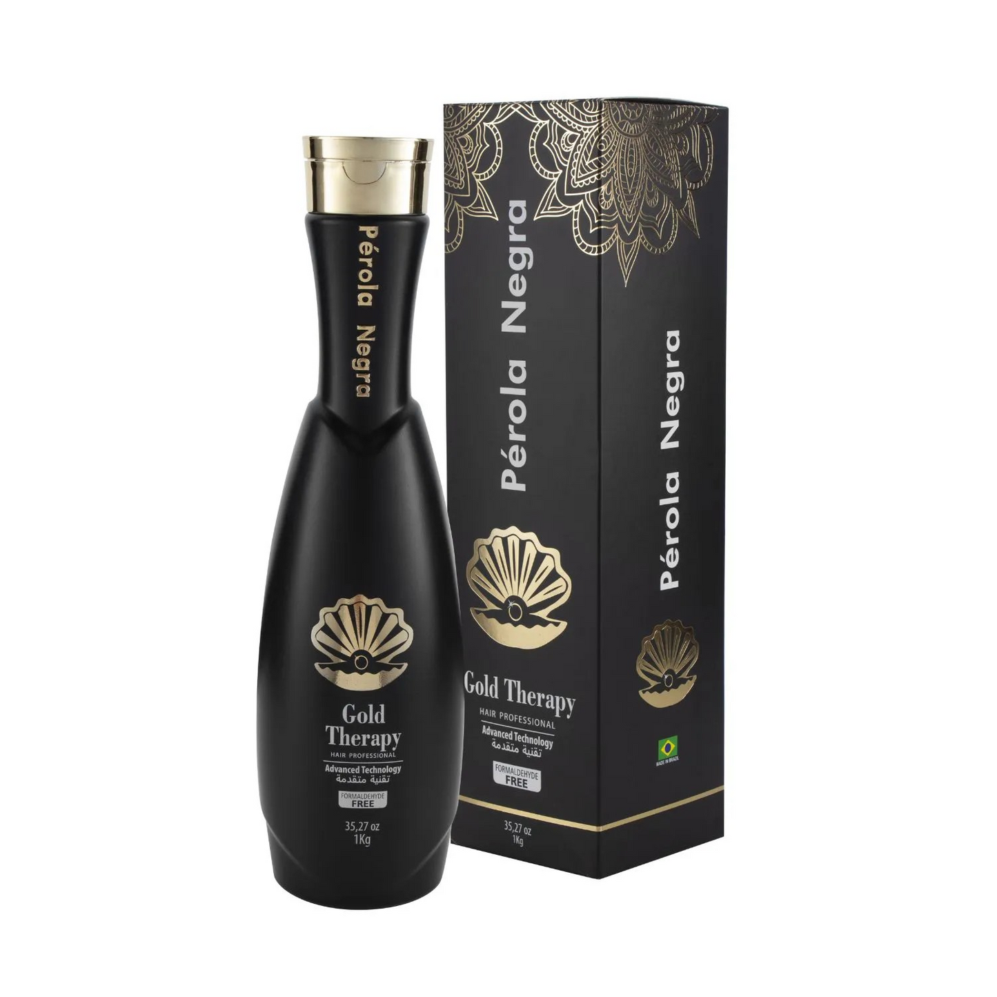 Perola Negra Gold Therapy Hair - Treatment Complex Blowout - Brazilian Keratin - Formaldehyde Free - Hair Straightening 35.2 Fl.oz