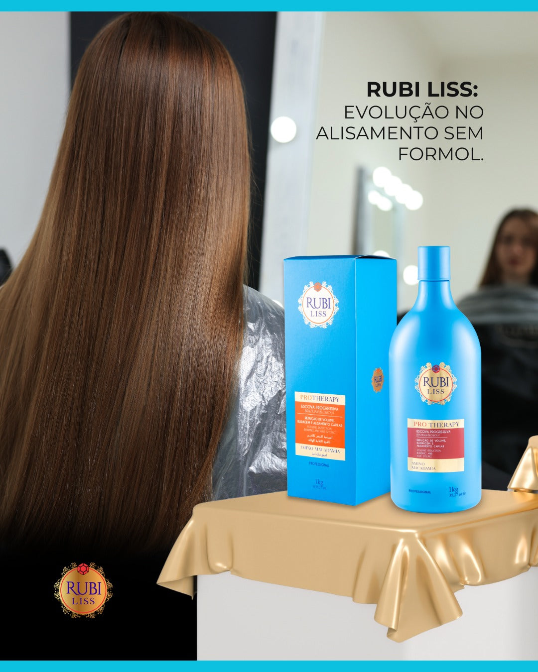 Rubi Liss Hair smoothing treatment with anti-frizz action for volume reduction, protective sealing, and hair straightening 33.8 fl oz