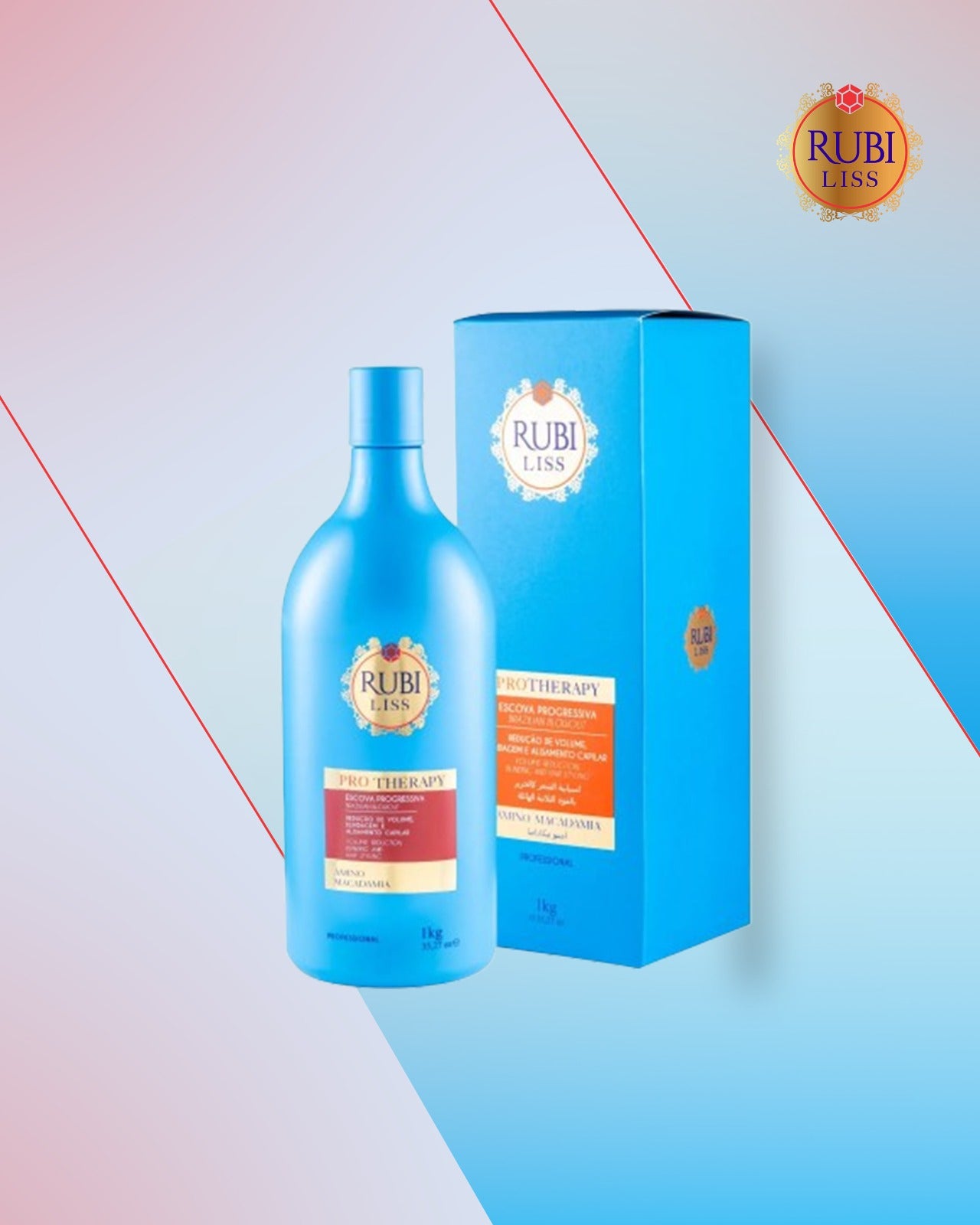 Rubi Liss Hair smoothing treatment with anti-frizz action for volume reduction, protective sealing, and hair straightening 33.8 fl oz