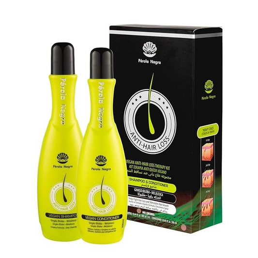 Perola Negra Vegan Anti-Hair Loss Therapy kit Shampoo and Conditioner, for Hair Growth and Thinning Hair - 10.44 fl.oz